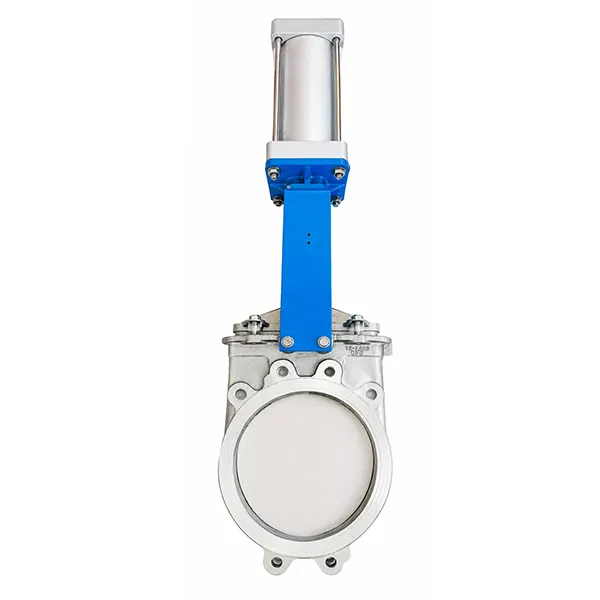 شیر گیوتینی Knife gate valve ده اینچ استنلس استیل پنوماتیک